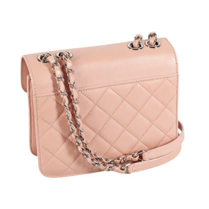 CHANEL Flap Bag Leder Handtasche Beige-Rosa Second Hand 17245 2