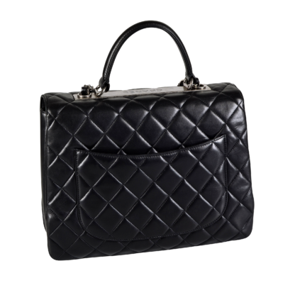 CHANEL Large Trendy CC Top Handle Flap Bag Leder Handtasche Schwarz Second Hand 17243 2