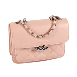 CHANEL Flap Bag Leder Handtasche Beige-Rosa Second Hand 17245 1