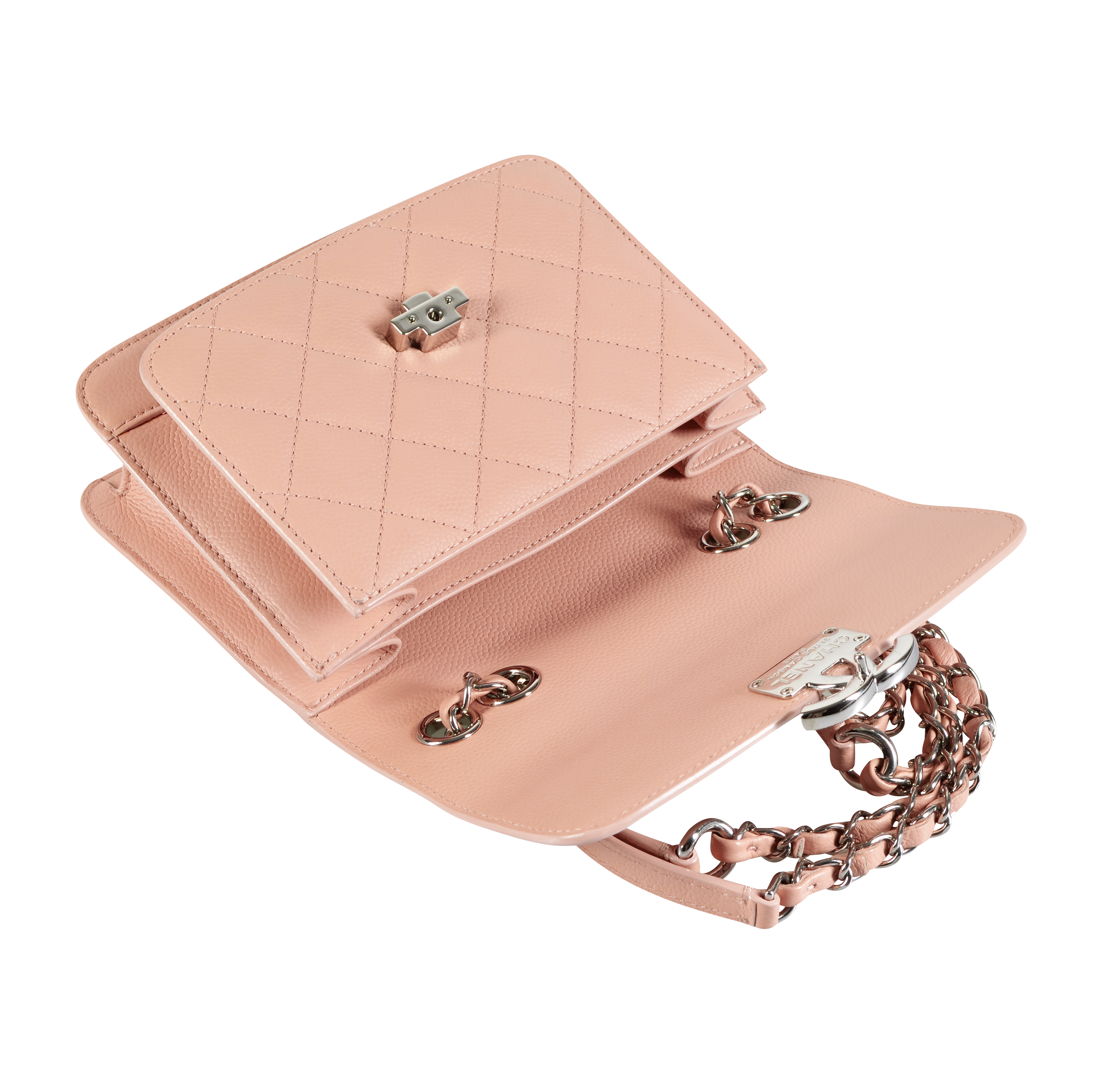 CHANEL Flap Bag Leder Handtasche Beige-Rosa Second Hand 17245 6