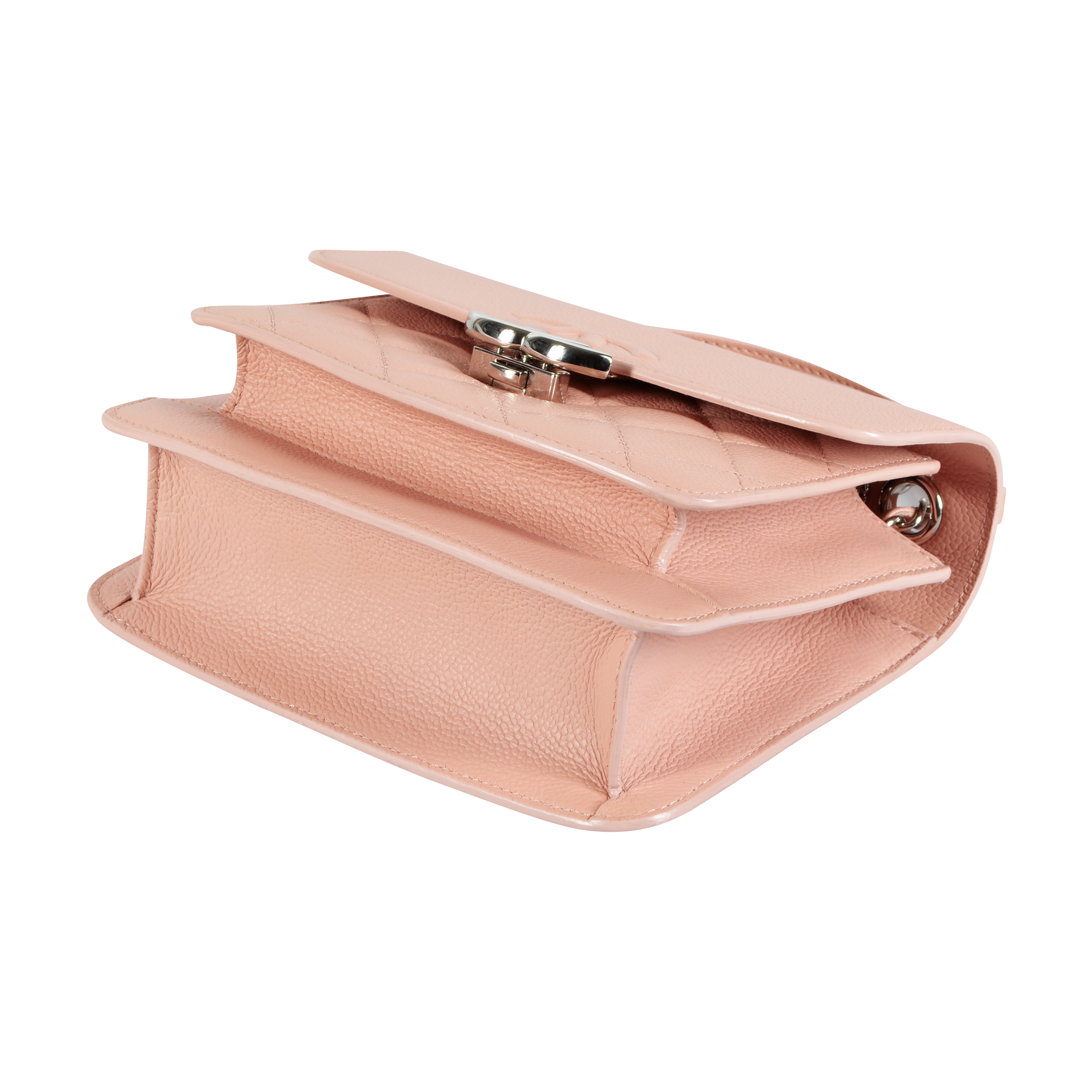 CHANEL Flap Bag Leder Handtasche Beige-Rosa Second Hand 17245 3