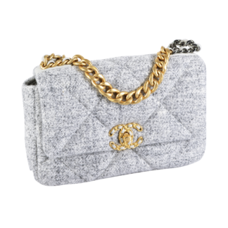 Chanel 19 Small Tweed Flap Bag Hellgrau 17456 1