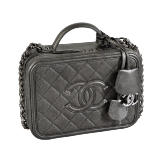CHANEL Metallic Medium Filigree Vanity Bag Leder Handtasche Second Hand 17484 1