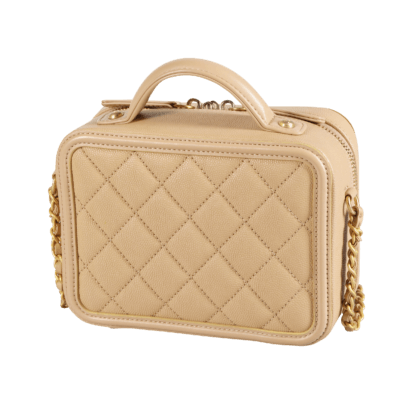 CHANEL Small Filigree Vanity Bag Leder Handtasche Beige Second Hand 17705 2