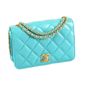 Chanel Small Flap Bag Leder Handtasche Türkisblau Second Hand 17955 1