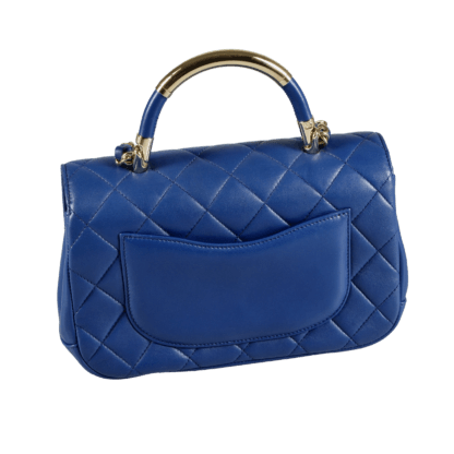 CHANEL Carry Chic Flap Bag Leder Handtasche Dunkelblau Second Hand 18048 2
