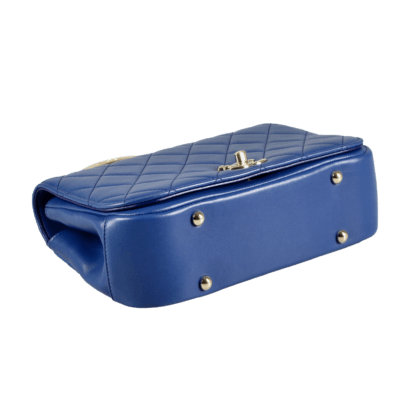 CHANEL Carry Chic Flap Bag Leder Handtasche Dunkelblau Second Hand 18048 4