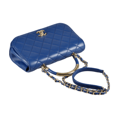 CHANEL Carry Chic Flap Bag Leder Handtasche Dunkelblau Second Hand 18048 5