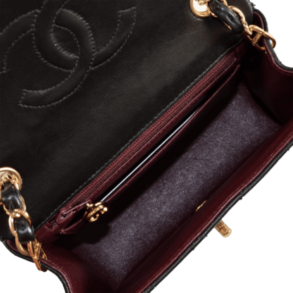 CHANEL Timeless Mini Square Flap Bag Vintage Leder Handtasche Schwarz 19208 7