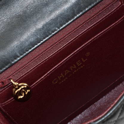 CHANEL Timeless Mini Square Flap Bag Vintage Leder Handtasche Schwarz 19208 8