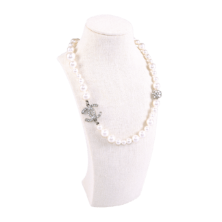 CHANEL 20B Ruthenium Pearl Necklace Perlen Halskette Second Hand 19352 0