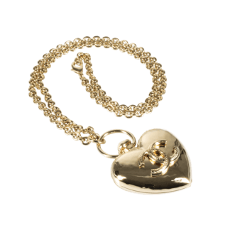 CHANEL 22C Giant Heart Medaillon Necklace Halskette Hellgold Second Hand 19385 1