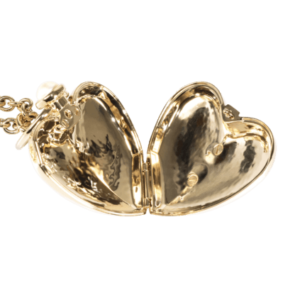 CHANEL 22C Giant Heart Medaillon Necklace Halskette Hellgold Second Hand 19385 4