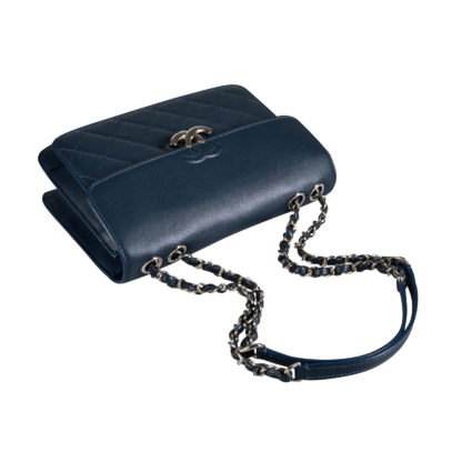 CHANEL Flap Bag Leder Handtasche Dunkelblau Second Hand 19411 5