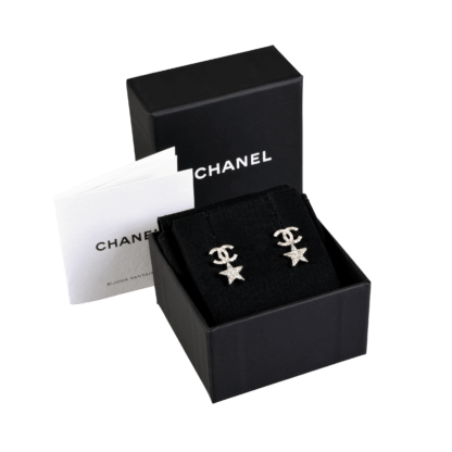 CHANEL 22C Crystal CC Star Earrings Strass Ohrringe Second Hand 19641 1