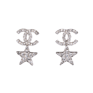 CHANEL 22C Crystal CC Star Earrings Strass Ohrringe Second Hand 19641 2