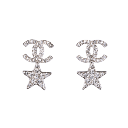 CHANEL 22C Crystal CC Star Earrings Strass Ohrringe Second Hand 19641 2