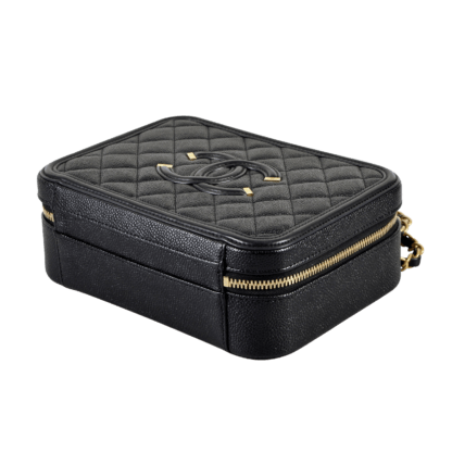 CHANEL Medium Filigree Vanity Bag Leder Handtasche Schwarz Second Hand 3