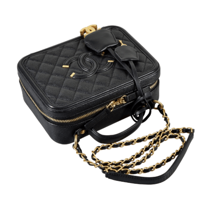 CHANEL Medium Filigree Vanity Bag Leder Handtasche Schwarz Second Hand 5