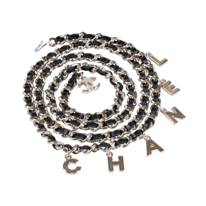 CHANEL 10V Gürtelkette : Halskette Silber Schwarz Second Hand 19468 1