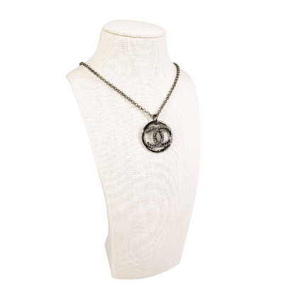 CHANEL 19P CC Circle Pendant Necklace Halskette Schwarz Second Hand 19874 6