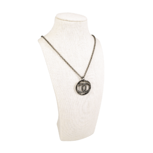 CHANEL 19P CC Circle Pendant Necklace Halskette Schwarz Second Hand 19874 7