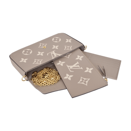 Louis Vuitton Pochette Felicie Monogram Empreinte Leder Handtasche Tourterelle Creme Second Hand 21194 05