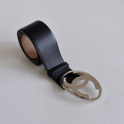 CHANEL 05P CC Leder Gürtel Schwarz Leather Belt Second Hand 21486 2