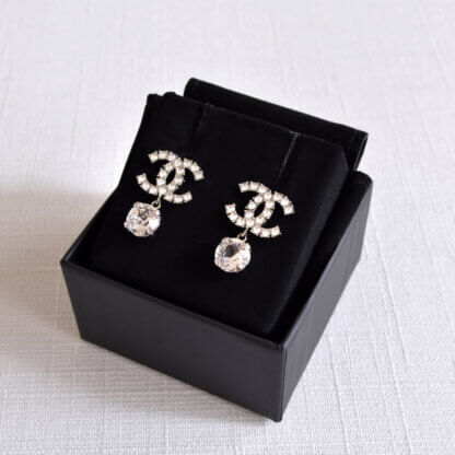 CHANEL 19V CC Crystal Drop Earrings Silver Silber Ohrringe Second Hand 21475 2