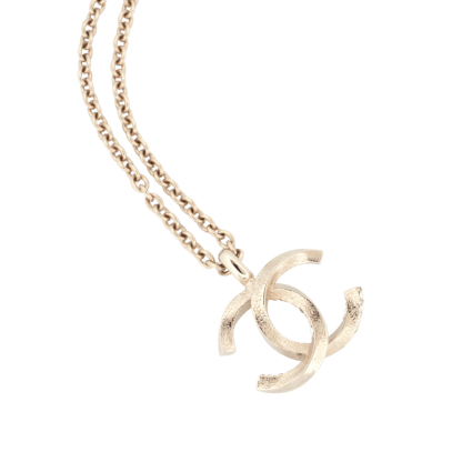 CHANEL 23B CC Crystal Pendant Necklace Light Gold Halskette Second Hand 21323 2