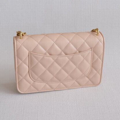 CHANEL Camellia Pearl Crush WOC Wallet On Chain Nude Second Hand Pre-Loved 21385 1