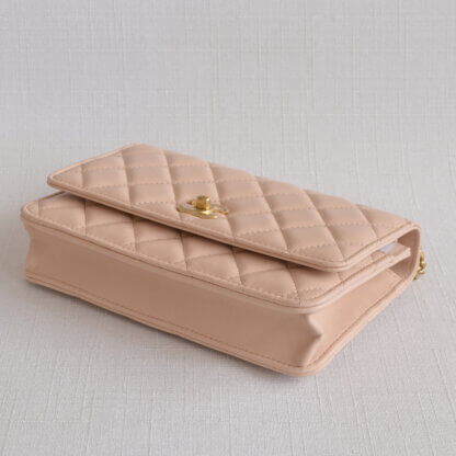 CHANEL Camellia Pearl Crush WOC Wallet On Chain Nude Second Hand Pre-Loved 21385 3