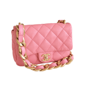 CHANEL Funky Town Small Flap Bag Leder Handtasche Pink Second Hand 21434 0