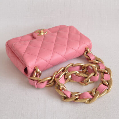 CHANEL Funky Town Small Flap Bag Leder Handtasche Pink Second Hand 21434 5