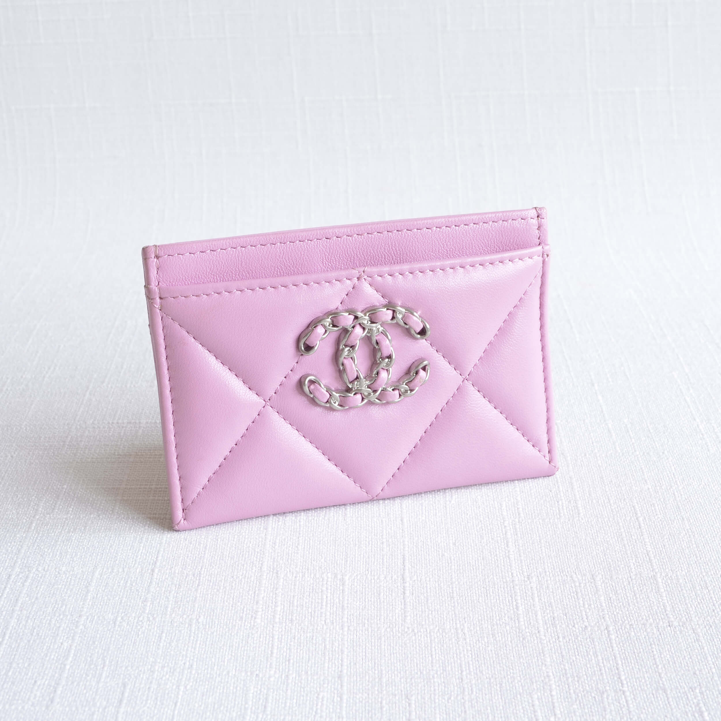 CHANEL 19 Cardholder 22S Pink Lambskin Leather 22175 2