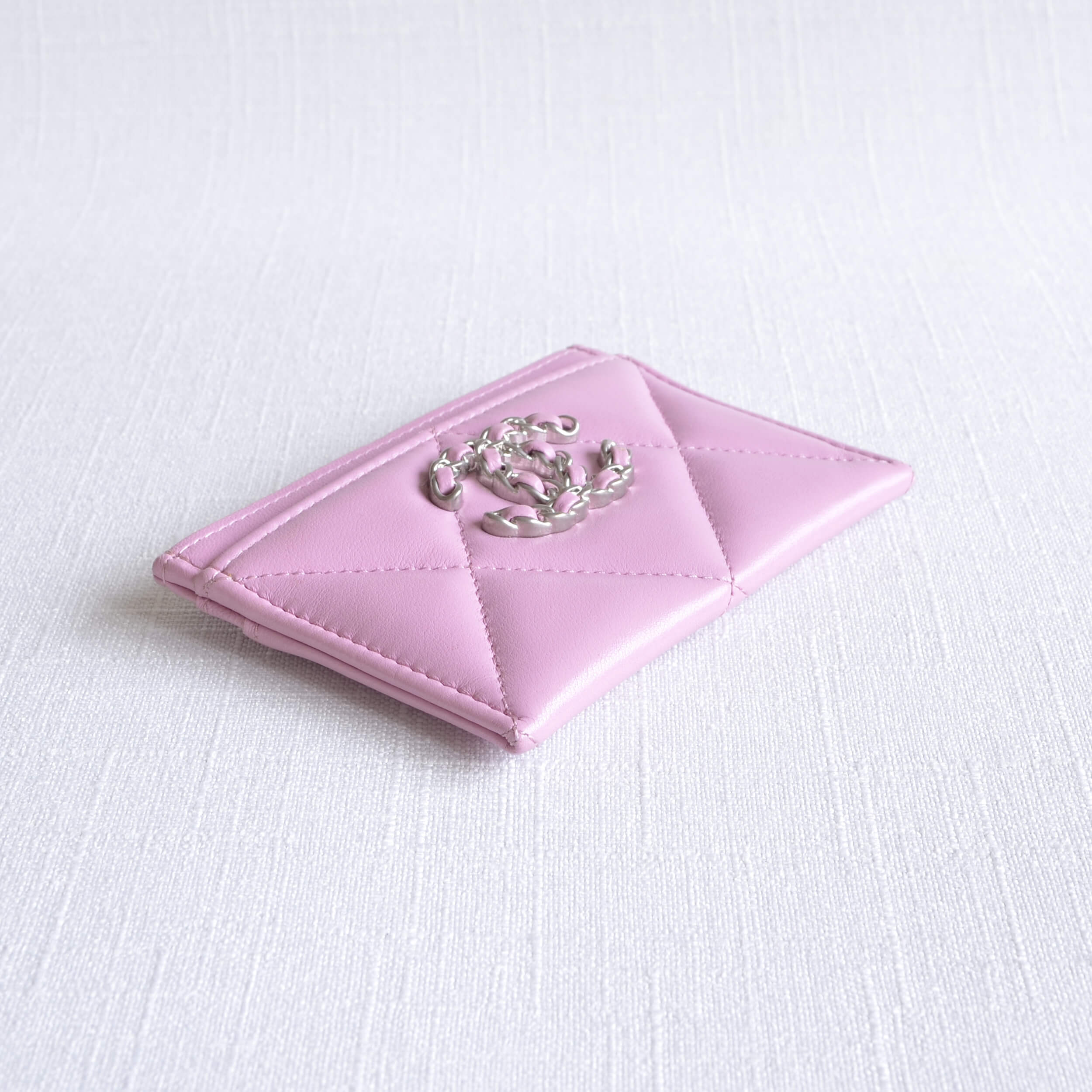 CHANEL 19 Cardholder 22S Pink Lambskin Leather 22175 5