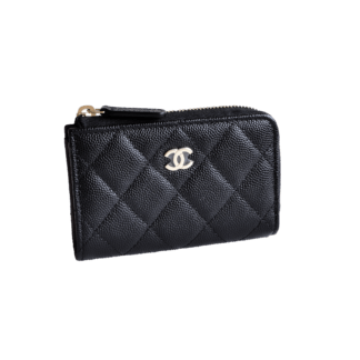 CHANEL Card Holder Quilted Calfskin Cavair Leather Black Schlüsseletui Schwarz Second Hand 22175 2