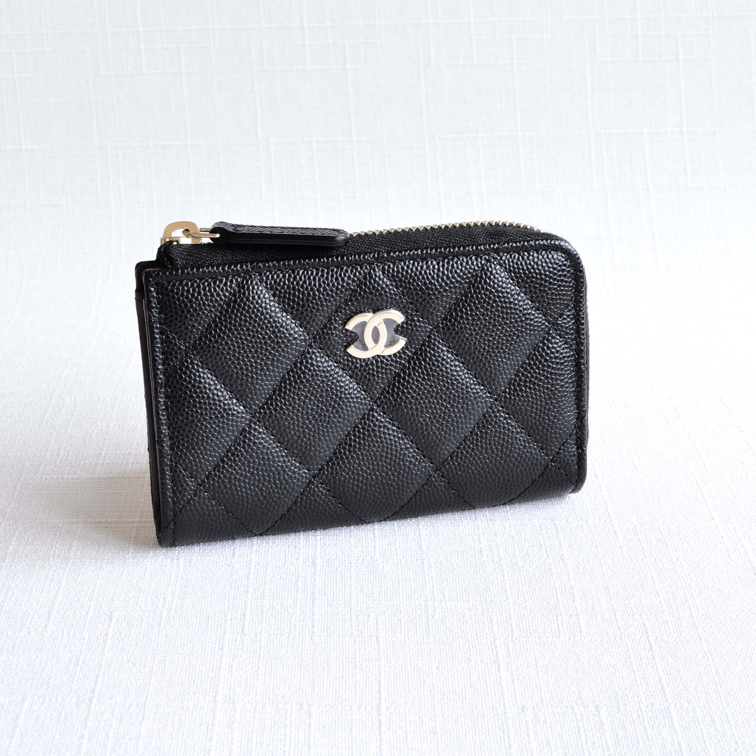 CHANEL Card Holder Quilted Calfskin Cavair Leather Black Schlüsseletui Schwarz Second Hand 22175 2