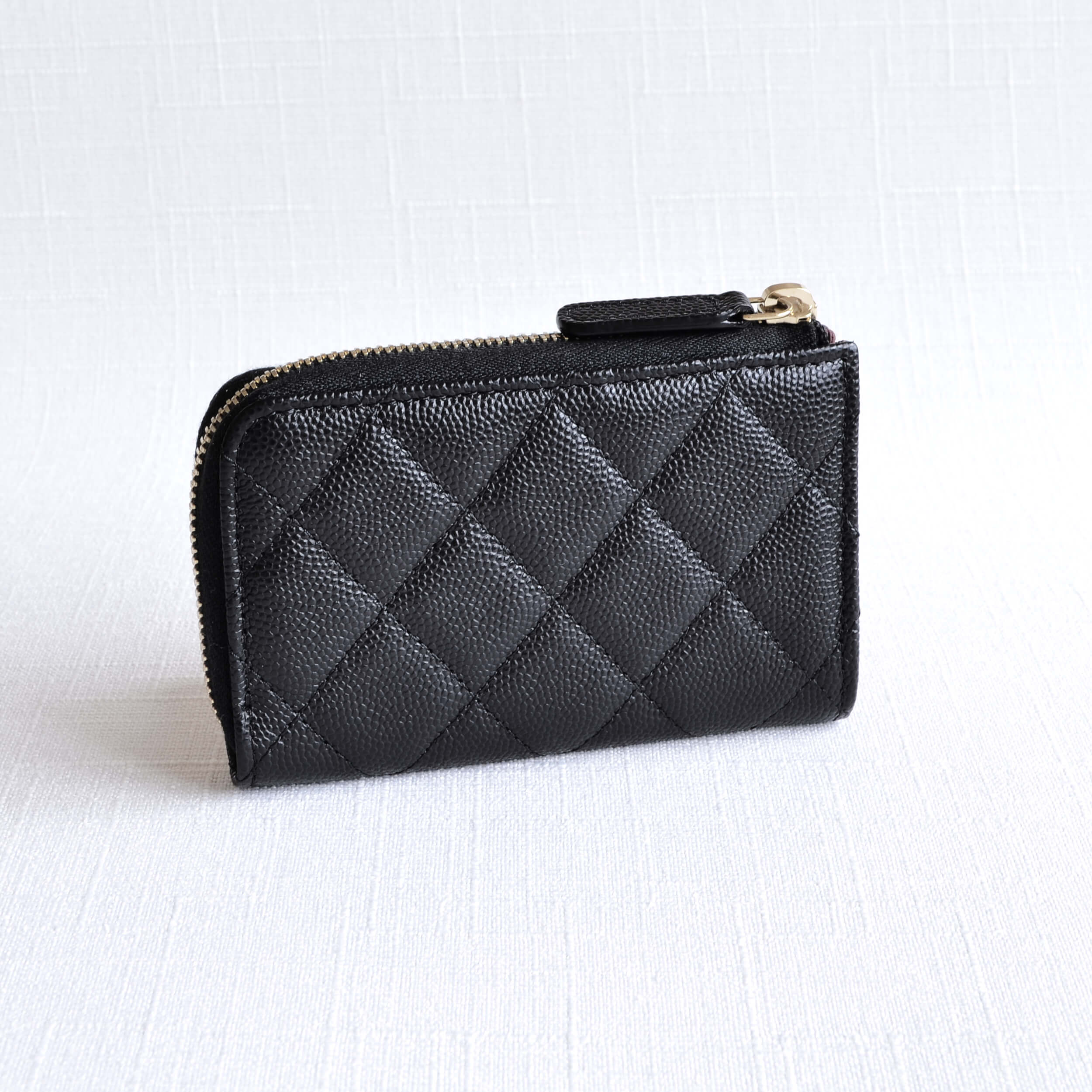 CHANEL Card Holder Quilted Calfskin Cavair Leather Black Schlüsseletui Schwarz Second Hand 22175 3