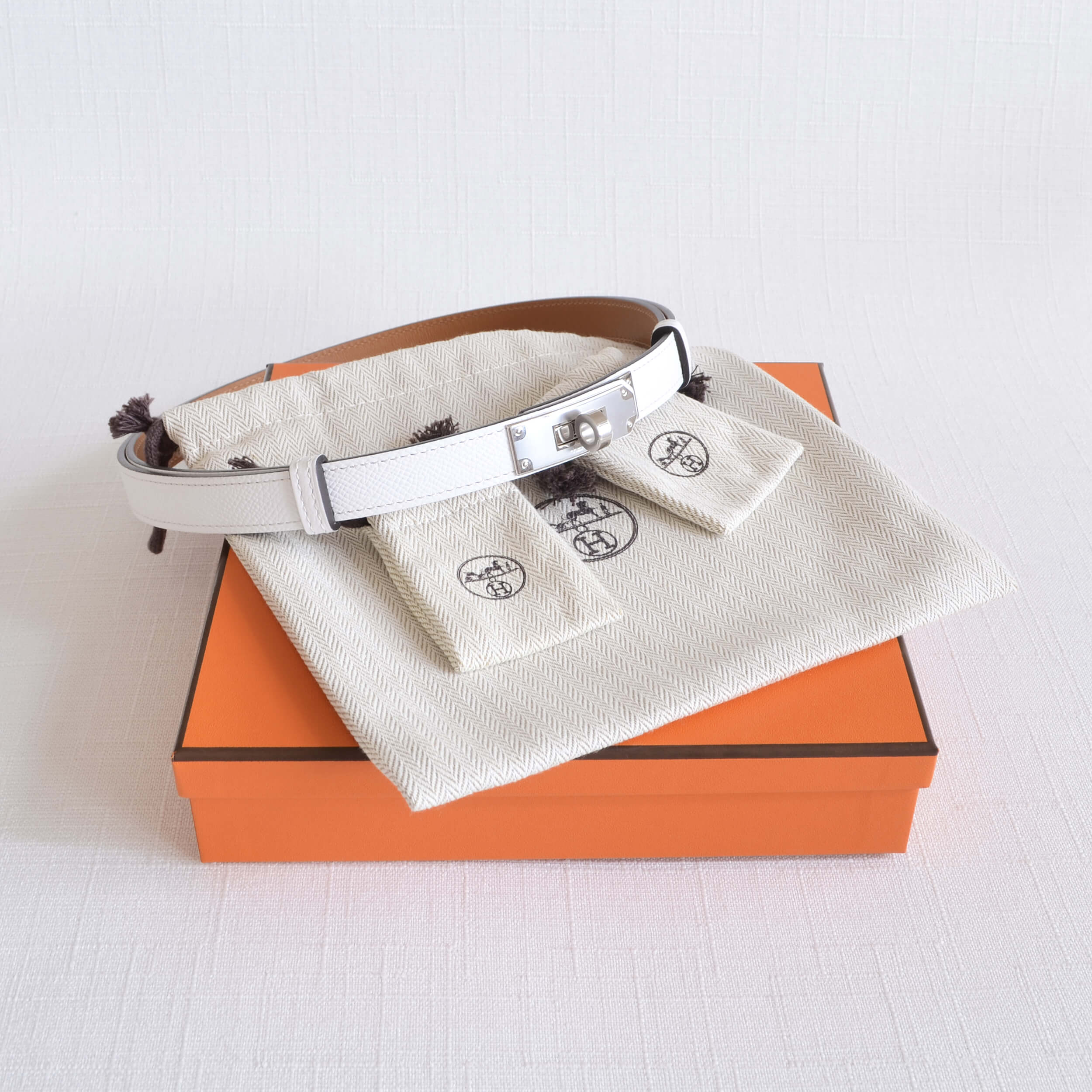 Hermès Kelly Leder Gürtel Weiß 22116 1