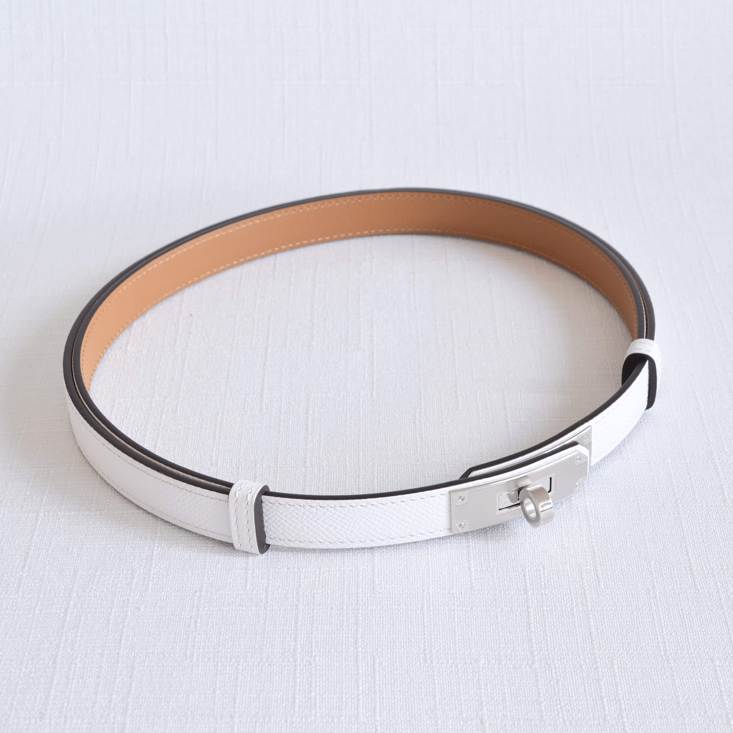 Hermès Kelly Leder Gürtel Weiß 22116 2