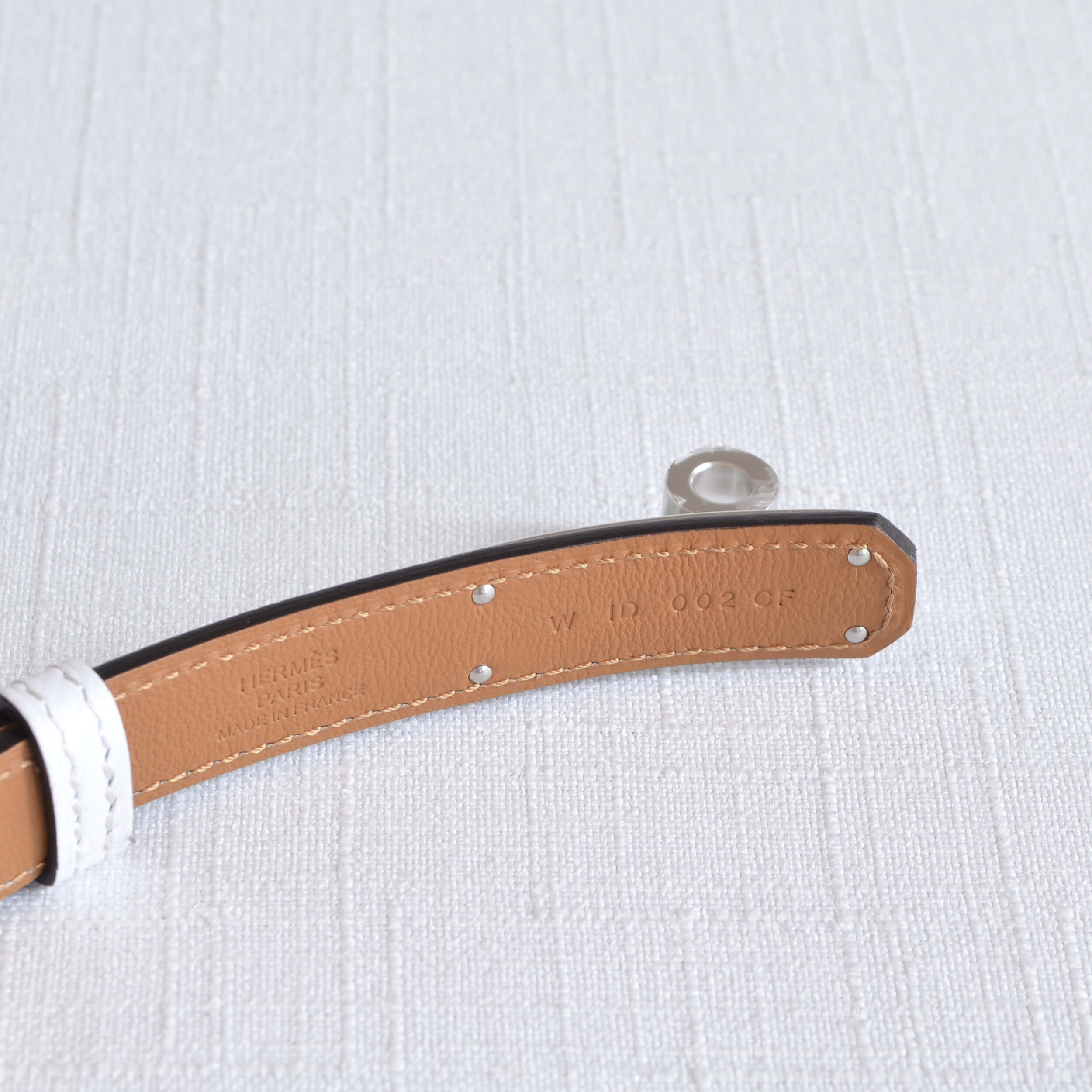 Hermès Kelly Leder Gürtel Weiß 22116 4