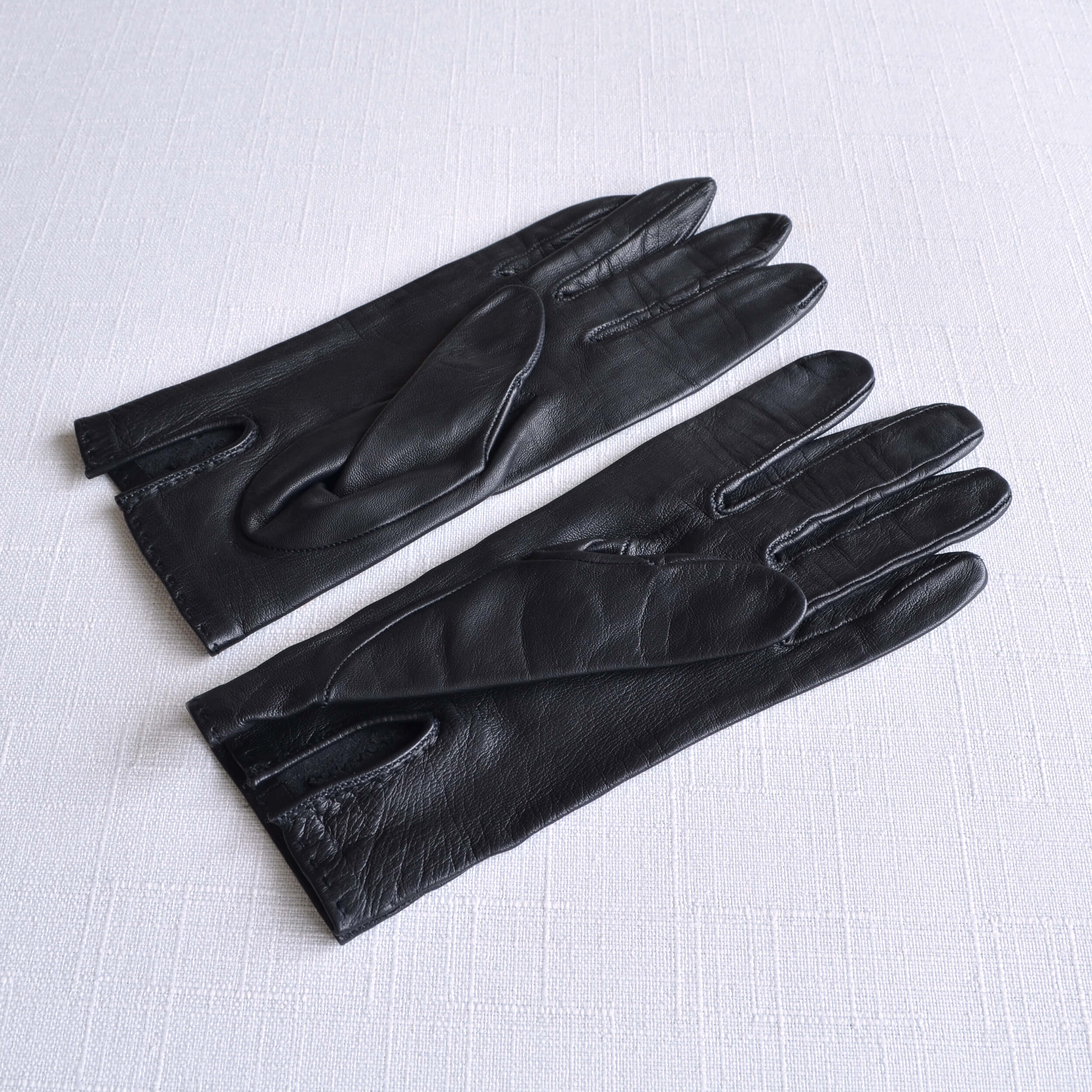 Hermès Clou de Selle Leder Handschuhe Gloves Lambskin Schwarz Vintage Second Hand 22384 2