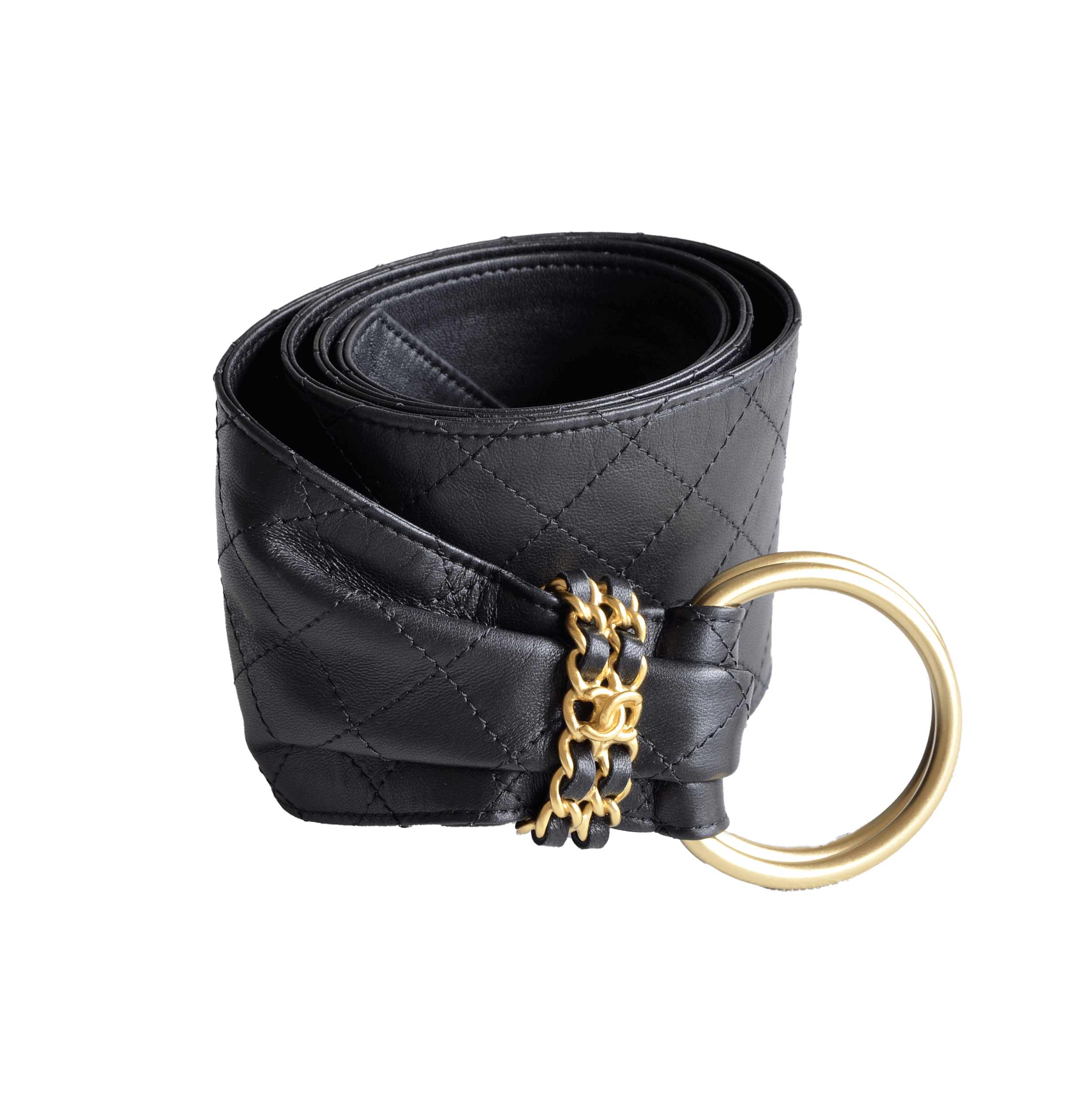 CHANEL 20P Leder Gürtel Waistbelt Schwarz Second Hand 22655 0