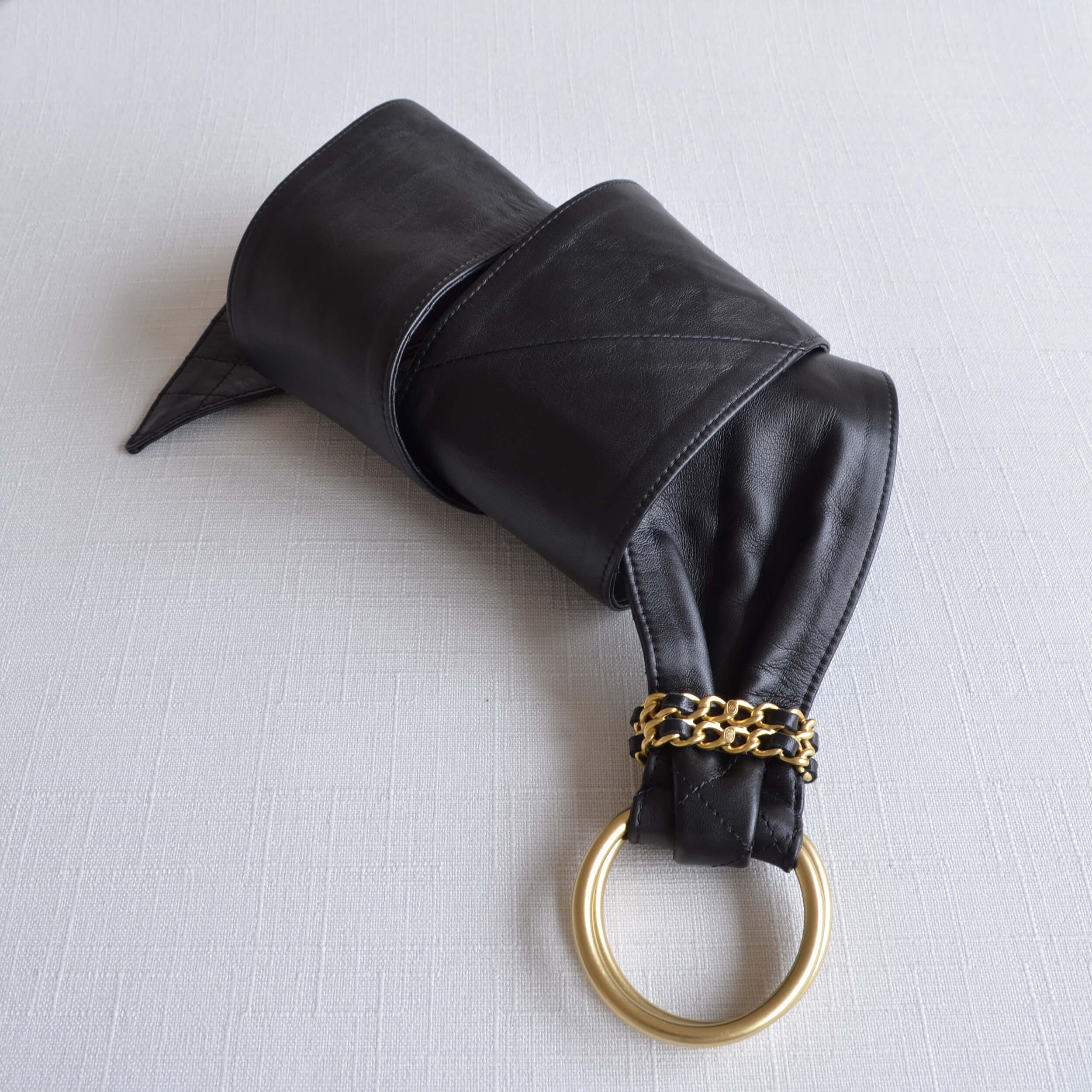 CHANEL 20P Leder Gürtel Waistbelt Schwarz Second Hand 22655 6