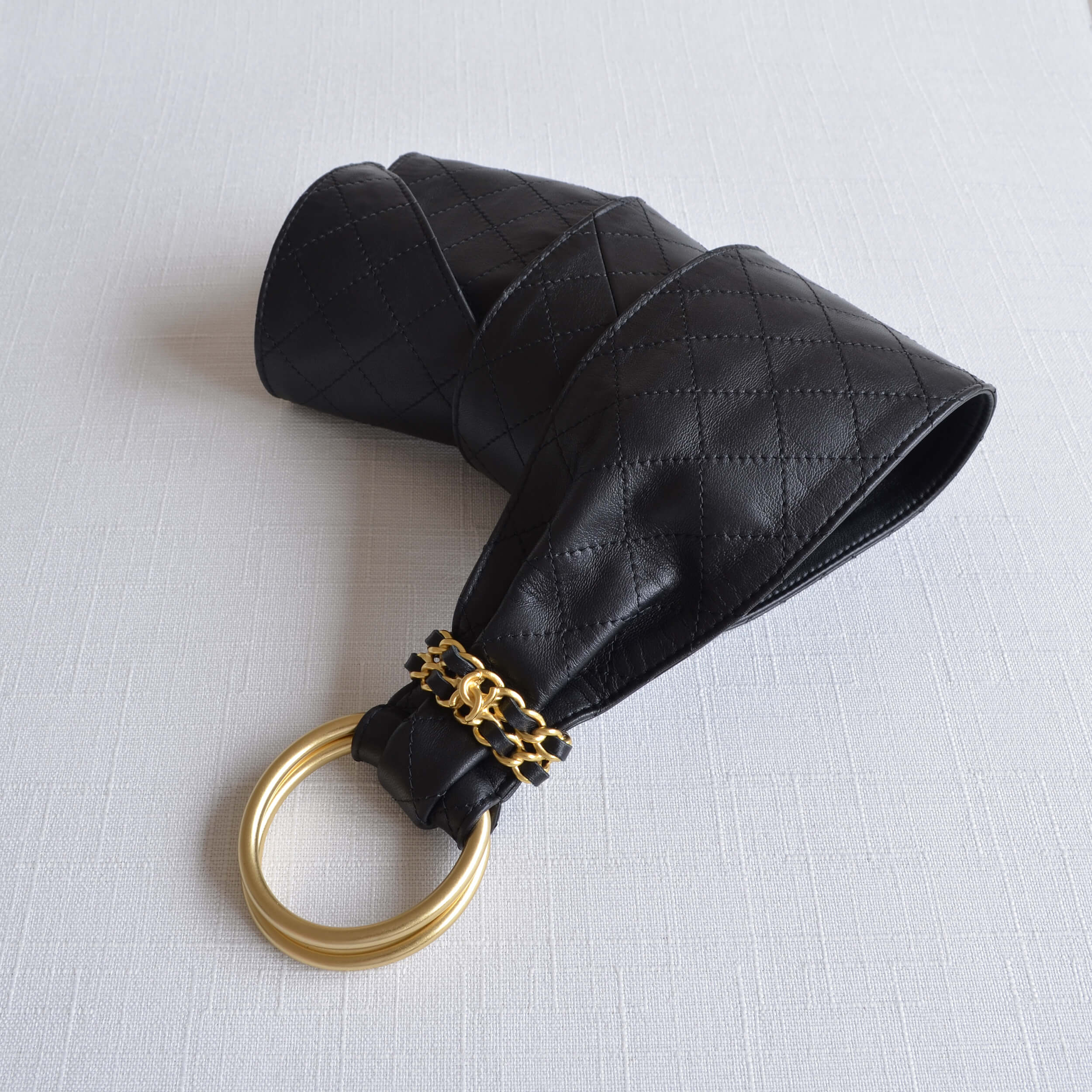 CHANEL 20P Leder Gürtel Waistbelt Schwarz Second Hand 22655 7