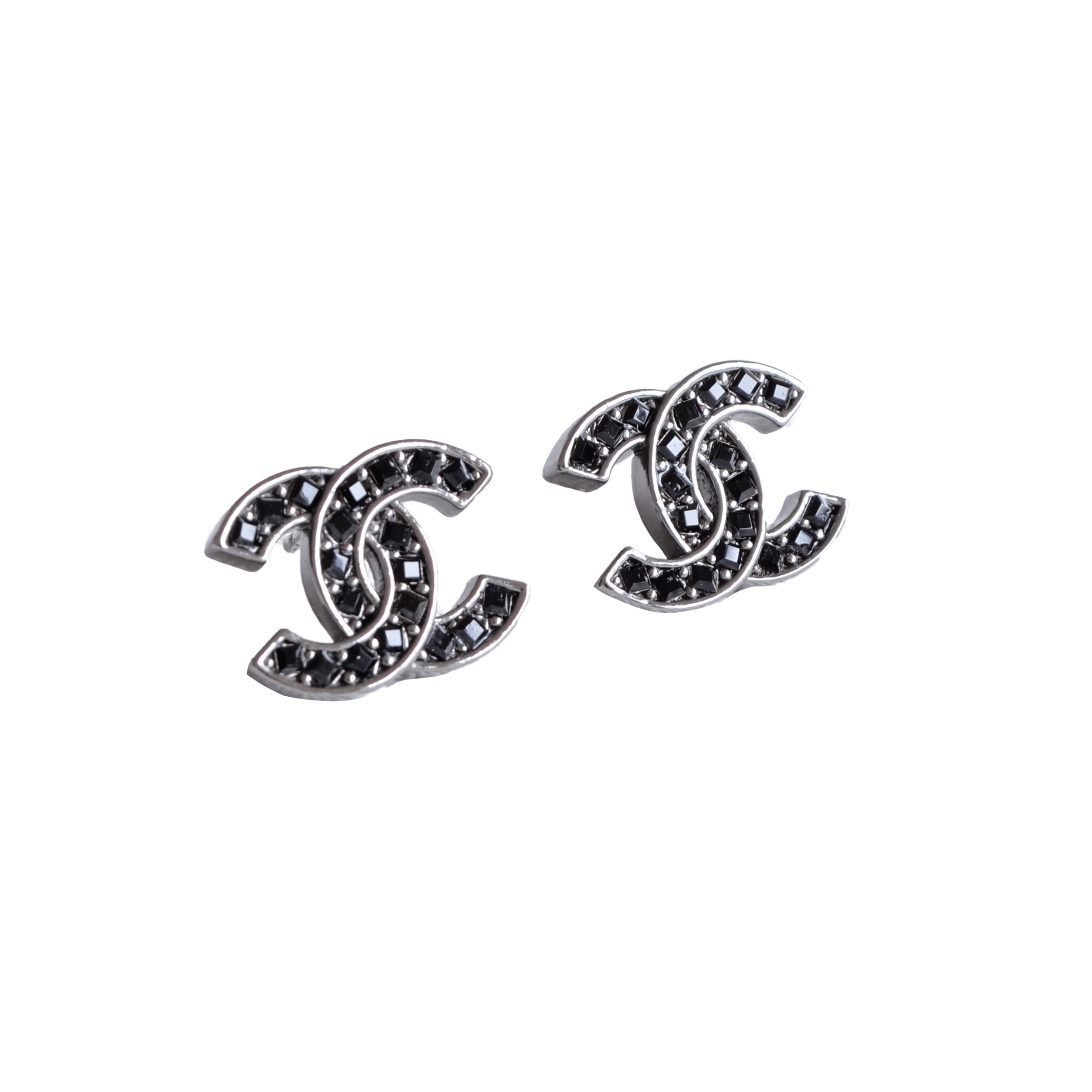 CHANEL 18A Black Crystal CC Earrings Ohrringe Second Hand 22768 0