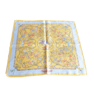 Hermès Gavroches 45 Pierres d'orient et d'occident Hellblau Gelb Pre-Loved Vintage 32539 00