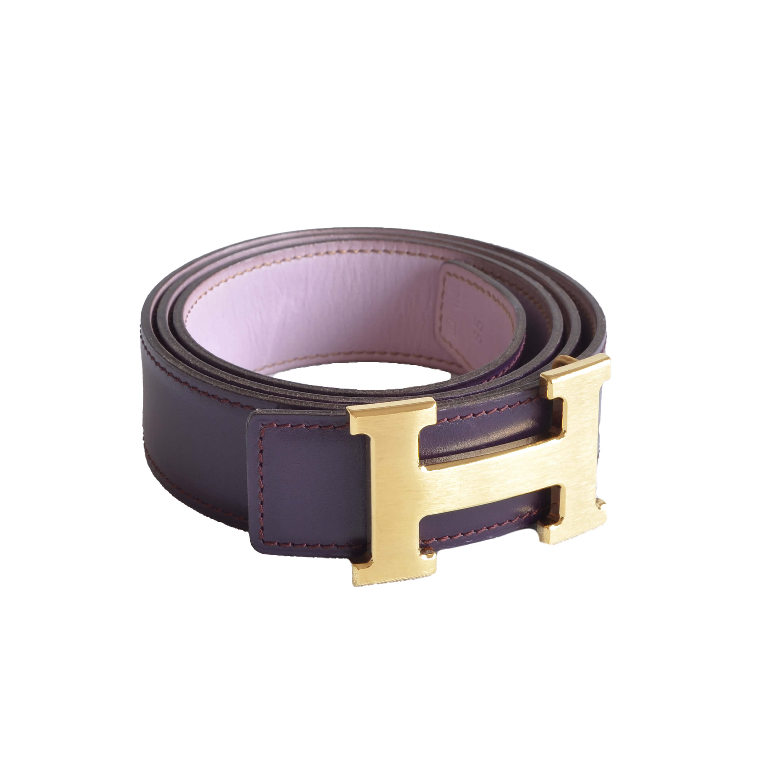 Hermès Vintage H Leder Gürtel 32 mm leather belt prune mauve pre-loved 32534 0