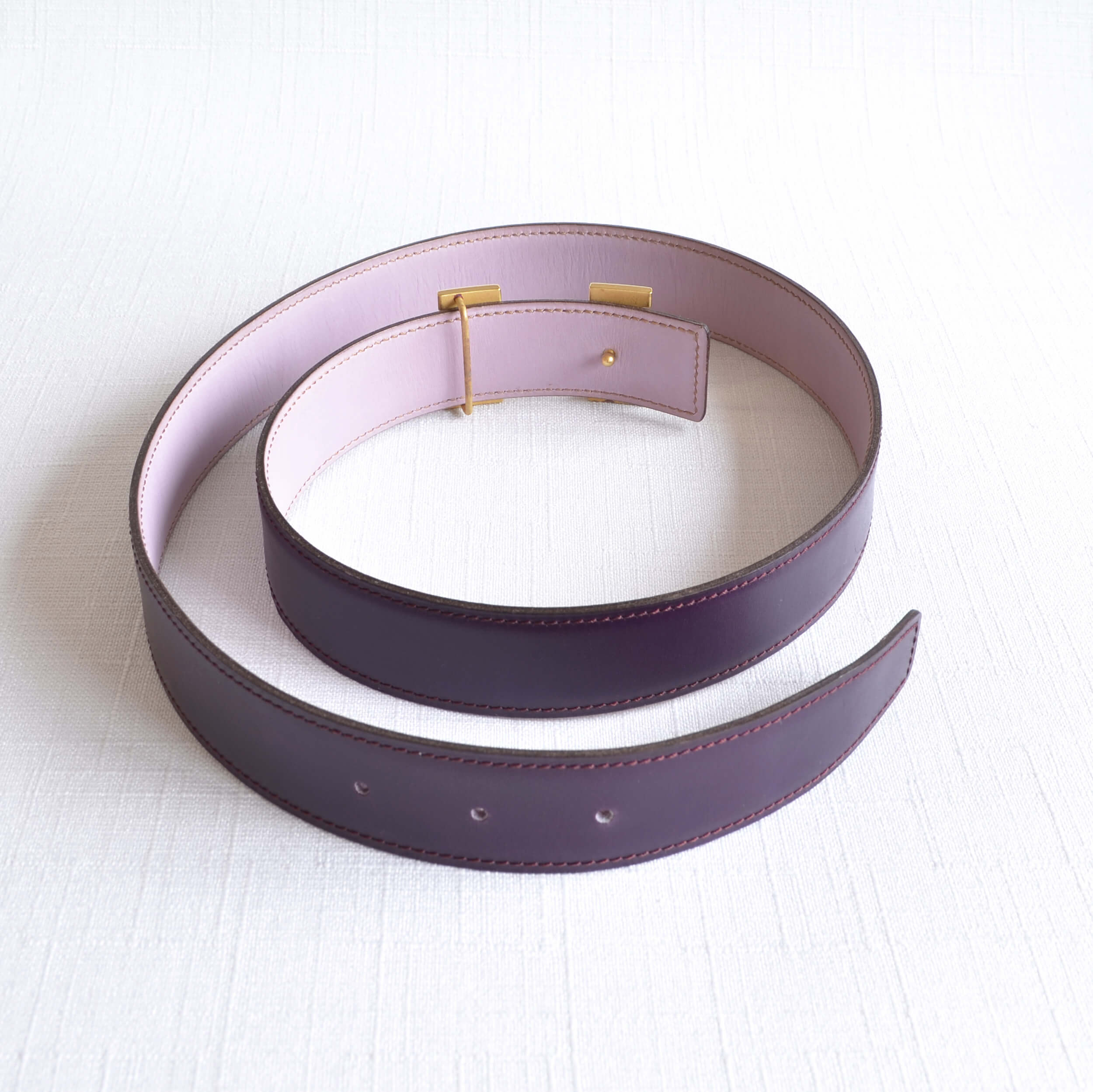 Hermès Vintage H Leder Gürtel 32 mm leather belt prune mauve pre-loved 32534 2